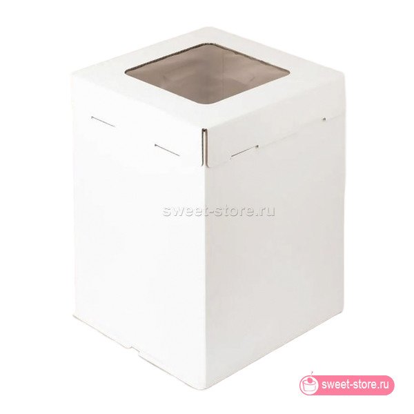 Коробка для торта 36х36х45 с окном / гофрокартон усиленный