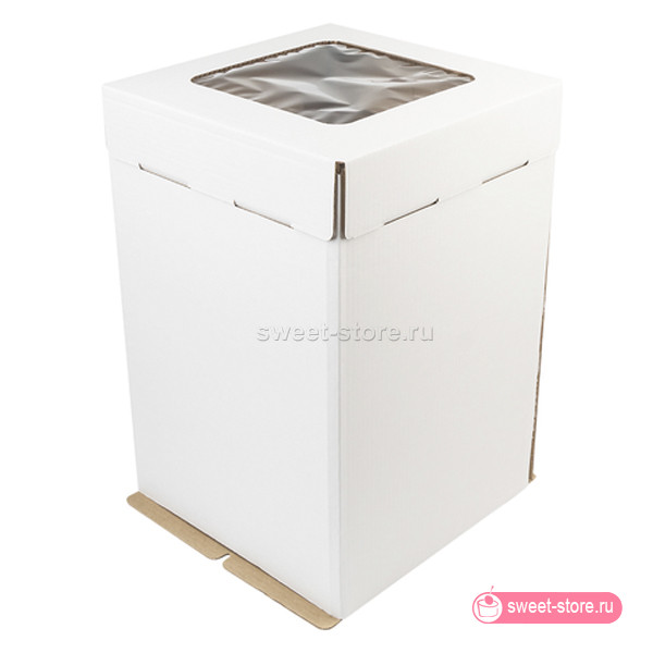 Коробка для торта 30х30х45 с окном / гофрокартон усиленный